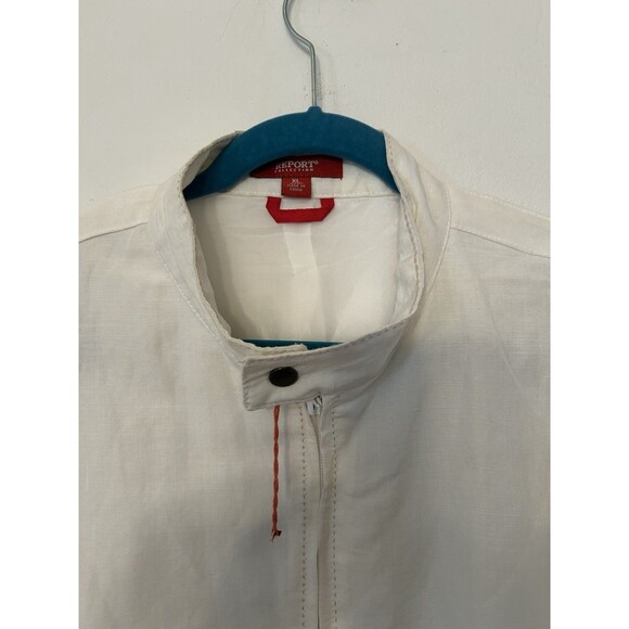 Vtg Report Collection Linen Blend White Bomber Jacket NWOT Size XL Mens Fill Zip - Picture 3 of 8